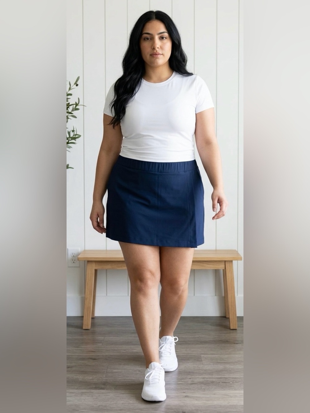SPANX 6" Sunshine Pull On 4-Way Stretch Skort Navy Blue Size XL EUC